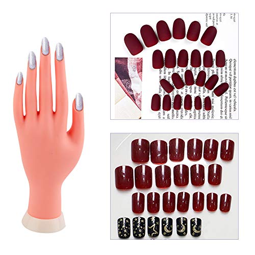 WXJ13 - Kit de 10 dedos con uñas, manos y brochas para práctica de manicura