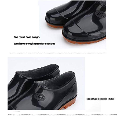 WXYPP Bajo-Top de los Hombres Botas de Lluvia Botas de Lluvia del Tobillo Antideslizante Impermeable Negro Botas (Color : Black Basic Models, Size : 39)