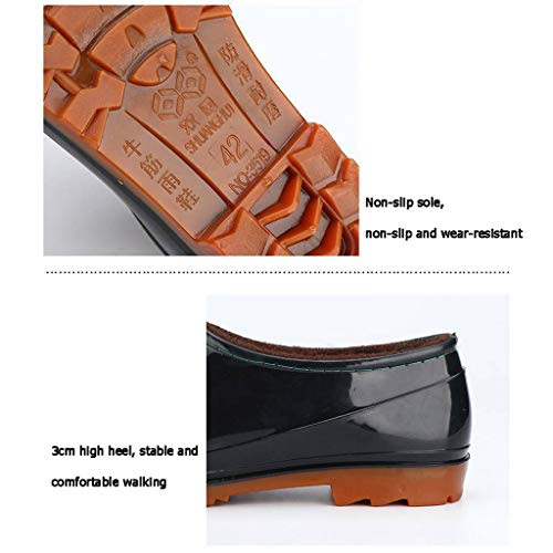 WXYPP Bajo-Top de los Hombres Botas de Lluvia Botas de Lluvia del Tobillo Antideslizante Impermeable Negro Botas (Color : Black Basic Models, Size : 39)