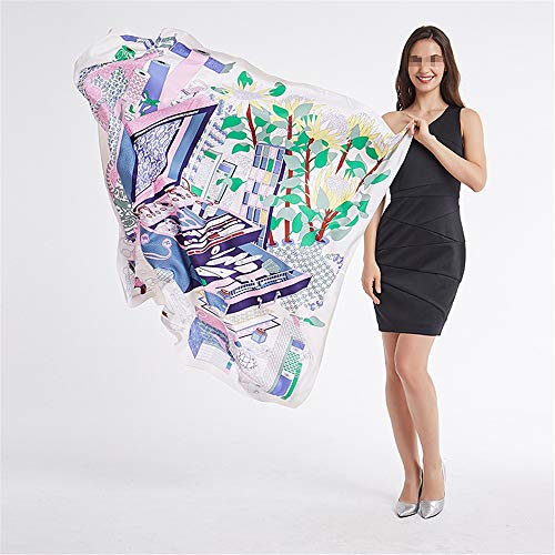 WyaengHai Bufanda Bufanda Caja de Herramientas Imprimir Lady Silk Scarf 130cm Regalo del día de la Madre Apto para Todas Las Ocasiones. (Color : Blanco, tamaño : 130 * 130cm)