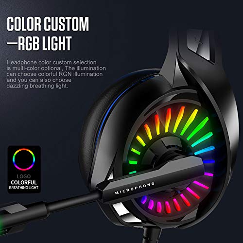 WZTO Auriculares Gaming para PS4, PC, Xbox One, Auriculares con Micrófono RGB LED, Casco Gaming Auriculares para Nintendo Switch Playstation móvil Computadora Móvil