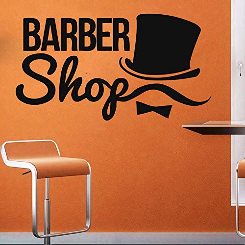 wZUN Calcomanías de Pared de peluquería peluquería Pegatinas de Vinilo Belleza Corte de Pelo Hombres Barba Sombrero Art Deco 62x50cm