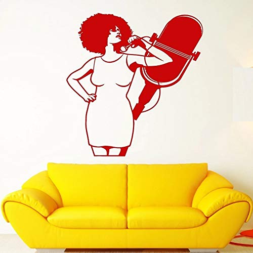 wZUN Mujer Africana micrófono Karaoke Club Cantante Vinilo Pared calcomanía Cantante Amante Dormitorio Pegatina 50X62cm