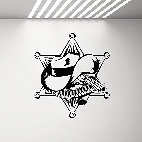 wZUN Sheriff Badge Hat Vinilo calcomanía de Pared Dormitorio niño habitación decoración de la Pared Pegatina Etiqueta de la Pared 50x57cm
