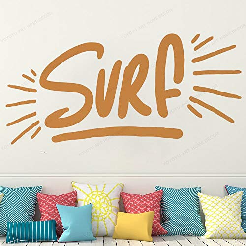 wZUN Surf Texto Etiqueta de la Pared Vinilo Surfista decoración del hogar extraíble Surf Playa decoración de la habitación 63X30cm