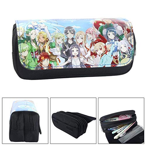 XCMLZ Sword Art Online Sao Estuche De Lápices Escolar Grande con Cremallera Bolsa De Cosméticos Bolsa De Papelería Escuela 1