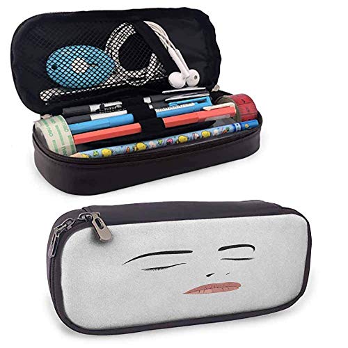 XCNGG Estuche para lápices pequeño de piel sintética con pestañas, tema de juventud y belleza, retrato de mujer atractivo abstracto con ojos cerrados para bolígrafos, lápices, resaltadores, bolígrafos