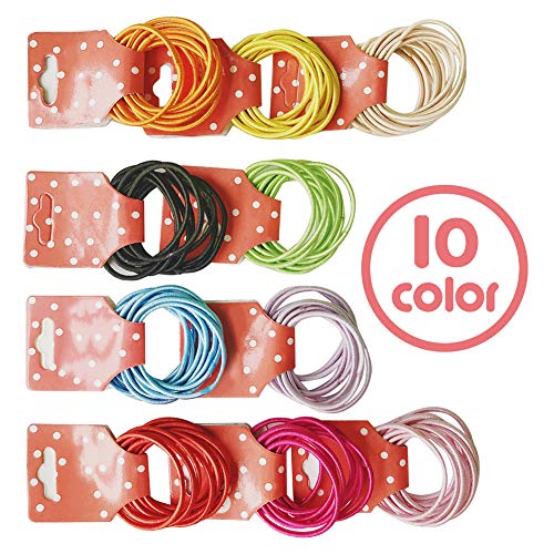 XCOZU 100 piezas de cintas elásticas para el pelo para bebé,10 colores mini gomas para el cabello para coleta de pelo fino para bebés y niñas niños pequeños 3cm x 0.2 cm