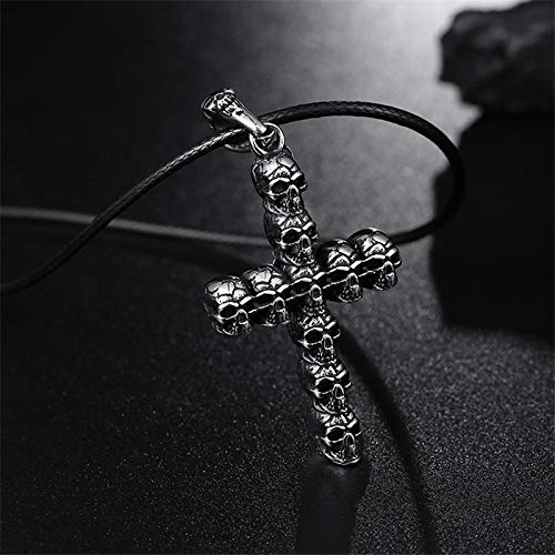 XCVBN Skeleton Jewelry Full Head Big Cross Pendant Necklace Mans Skull Casting Accessories