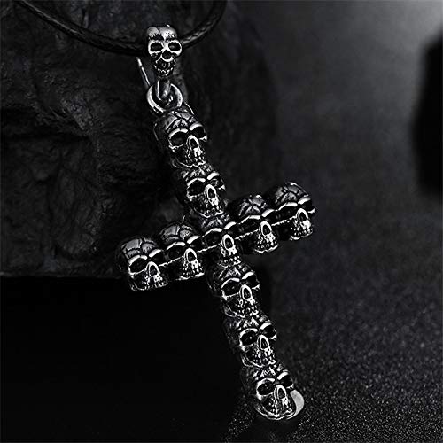 XCVBN Skeleton Jewelry Full Head Big Cross Pendant Necklace Mans Skull Casting Accessories