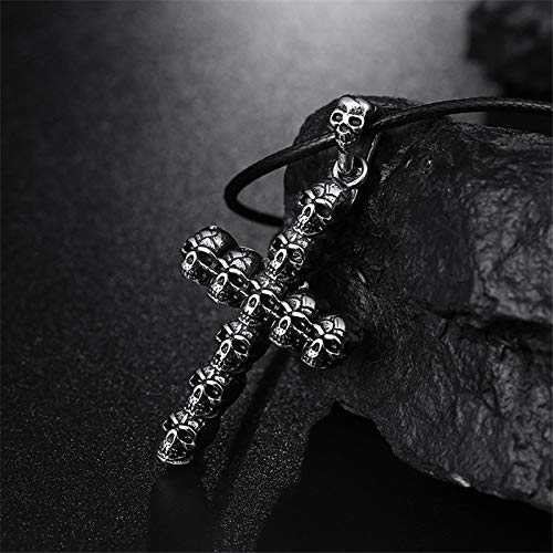 XCVBN Skeleton Jewelry Full Head Big Cross Pendant Necklace Mans Skull Casting Accessories