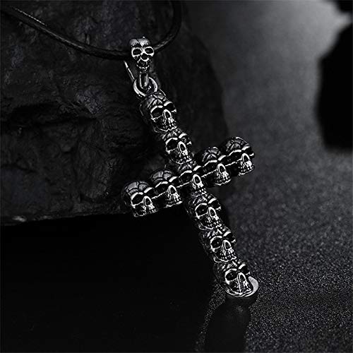 XCVBN Skeleton Jewelry Full Head Big Cross Pendant Necklace Mans Skull Casting Accessories