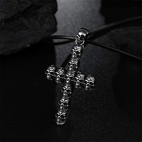 XCVBN Skeleton Jewelry Full Head Big Cross Pendant Necklace Mans Skull Casting Accessories