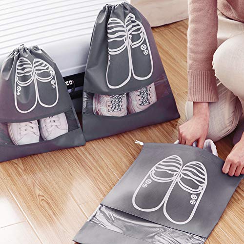 XDDIAS 12 Piezas Bolsa de Zapatos, Impermeable Bolsa a Prueba de Polvo Zapatos, Zapatos de Viaje Bolsa de Acabado con Ventana Transparente para Hombres y Mujeres