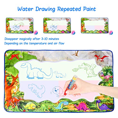 XDDIAS Agua Dibujo Pintura, Esteras de Agua Doodle con 4 Bolígrafos, 3 Sellos, Mágicos Juguete Educativo Mat para Niños (117 x 70cm)