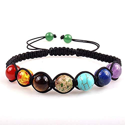 Xianglsp Co.,ltd Piedra Natural 8Mm Pulsera Colorida de energía de Yoga Piedra Tejida a Mano Piedra volcánica vigorizar la circulación de Accesorios de Sangre