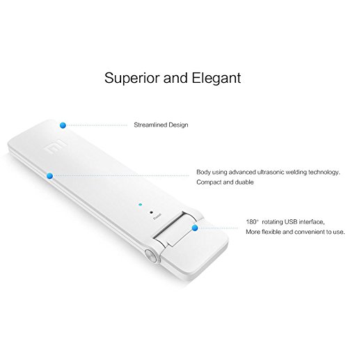 Xiaomi wifi extensor Amplificador de Señal WiFi 2 Repetidor Inalámbrico USB de Router, 300mbps