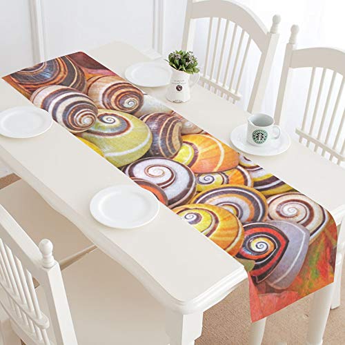 XiexHOME Coloridos Caracoles de Tierra Juntos Camino de Mesa Cocina Camino de Mesa de Comedor 16x72 Pulgadas para cenas Fiestas Eventos decoración