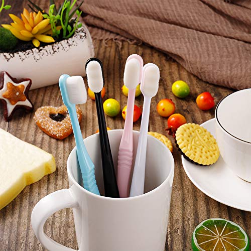 Xinzistar 4 piezas de cepillo de dientes suave 20.000 micro nano cerdas extra suaves portátiles cepillos de dientes manuales para recesión de encías, dientes sensibles frágiles, adultos niños