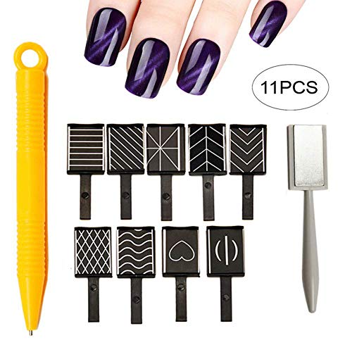 Xiton 11pcs Kit de Esmaltes de Uñas 3d imán magnético ojo de gato bolígrafo dibujo Vertical Stick para herramientas de uñas polaco mágico