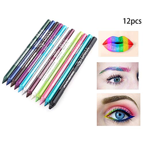 Xiton 12 colores High Glitter Eyeliner Eyeshadow Pen Impermeable Sparkle Eyeshadow Maquillaje de ojos de larga duración Brillo metálico Eyeliner Shimmer Kit de sombras