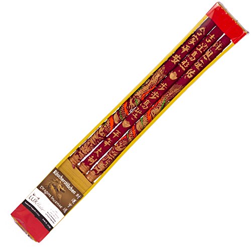XL Dragon Incense - Varillas de incienso (tamaño XL, aprox. 40 cm de altura, juego de 3 varillas de incienso chinas, sin fragancias (aroma de madera natural).