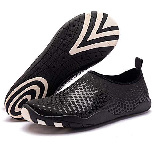XLanY Zapatos De Secado Rápido Deportes Acuáticos, para Mujer para Hombre De La Aguamarina Zapatos Unisex Nadar con Orificios De Desagüe para La Nadada Walking Yoga Lake Beach,Negro,41