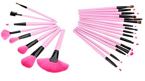 XLKJ Set de Brochas de Maquillaje Profesional 24pcs Pinceles Maquillaje para Bases, Contorno, Sombreado, Sombra de Ojos, Cejas, Labios, Corrector ect, Rosa