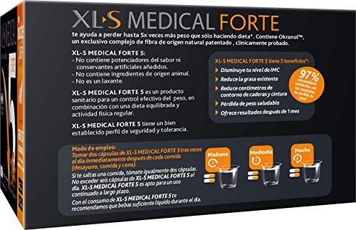 XLS Medical Forte 5 Nudge | Captagrasas | Pierde hasta 5 veces más peso que solo haciendo dieta | Perder Peso | Origen Natural 100% Vegano | 180 Cápsulas, 1 mes