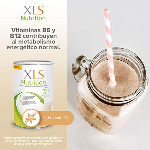 XLS Medical Nutrition Vainilla + Shaker de regalo - Batido sustitutivo de comidas para perder peso - Ingredientes de origen natural - contiene todas las vitaminas del grupo B - Sin gluten - 400 g