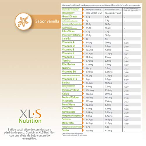 XLS Medical Nutrition Vainilla + Shaker de regalo - Batido sustitutivo de comidas para perder peso - Ingredientes de origen natural - contiene todas las vitaminas del grupo B - Sin gluten - 400 g