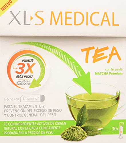 XLS Medical Tea Matcha Premium - Tratamiento para Perder Peso a base de Té Verde - Capta 28% de la Grasa Ingerida (1) - 30 Sticks