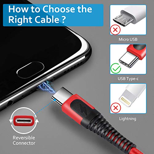 XLTOK Cable USB Tipo C, Cable USB C [ 3Pack 1M +1M+2M ] Carga Rápida Compatible para Samsung Galaxy S20 /S10 /S9 /S8 /Note 8, Huawei P9 /P10 /P20, LG G5 /G6, Sony Xperia XZ etc - Rojo