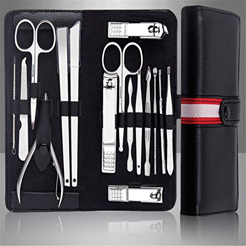 XMBT Juego De Limas Y Levantadores De Uñas Encarnadas,Cortaúñas para Personas Mayores Piece Cutter Cuticle Clipper Manicure Dust Brush Pedicure Nail Care Kit Case Gift Set Nail Art Tools Uñas Uñas