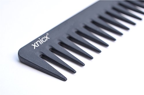 xnicx Negro Peine para desenredar Púas anchas, 100% antiestático 230 ℃ Resistente al calor peine para desenredar, no nudos de peine para desenredar, peinar peine peine Streaker
