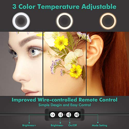 Xnuoyo Palo Selfie Trípode, 5 en 1 Selfie Stick con Luces de Anillo LED, 3 Modos de Luz Trípode Selfie Stick, Stick Selfie Móvil Regulable con Control Remoto Inalámbrico Desmontable