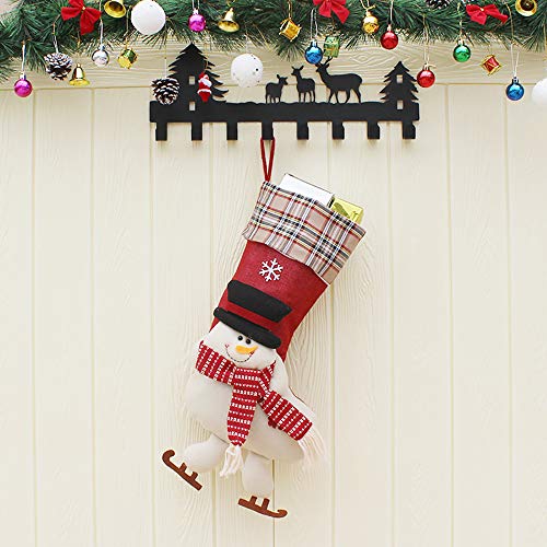 XONOR Calcetín de Navidad, tamaño Grande, 3 Piezas, 45,7 cm, diseño de Papá Noel, Reno, Chimenea Calcetines, Felpa 3D, para Decoraciones de Navidad, Suministros de Fiesta
