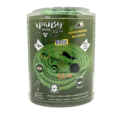 Xpansy C2607A Hose Basic - Manguera Extensible con la Presión del Agua, Verde, 7,5 metros