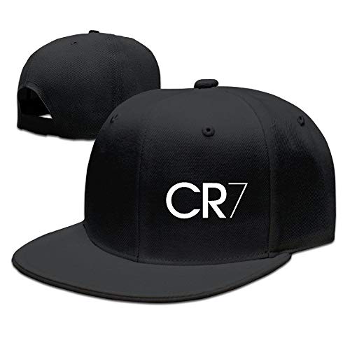 XSW CR7 Logo Unisex Flat Bill Gorras De Béisbol Ajustable Sun Sombreros Sandwich Sombrero Al Aire Libre Negro