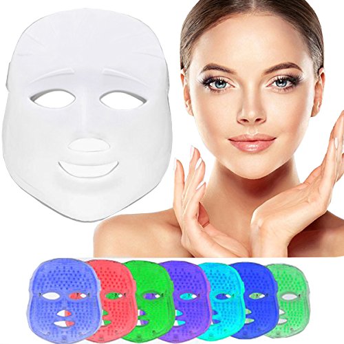 xuehaostore LED Photon Therapy 7 Colores Tratamiento Ligero Facial Beauty Piel Rejuvenecimiento Pototherapy Máscara (Blanco)