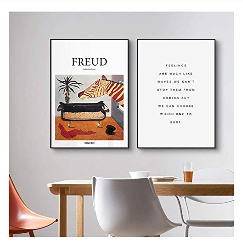 XuFan Freud Psicoanálisis HeXuFan i Matisse Carta en inglés Retrato Femenino Imagen Lienzo Moderno Wall Art Poster-50x70cmX2 Sin Marco