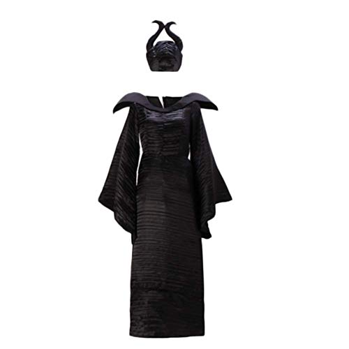 Xyfw Maléfica Vestido De Cosplay De Agarre Traje De Bruja Negra Marlene Nasty Dress Hat 2 Piezas,M