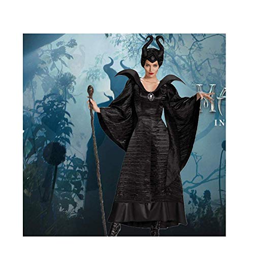 Xyfw Maléfica Vestido De Cosplay De Agarre Traje De Bruja Negra Marlene Nasty Dress Hat 2 Piezas,M