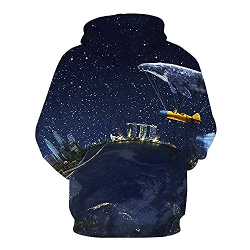 XYL HOME Sudadera 3D,Pareja impresión Digital béisbol Uniforme Gran Bolsillo Planeta mágico, S