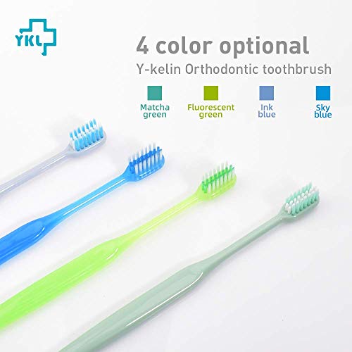 Y-Kelin - Cepillo de dientes ortodoncico en forma de U, 4 colores (4 paquetes)