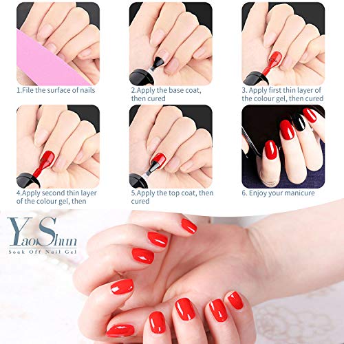 Y & S UV/LED Gel Nail Polish Sets Longwear Soak Off Gel de uñas con purpurina lavable a polaco barniz Manicura 8 ml - pack de 6