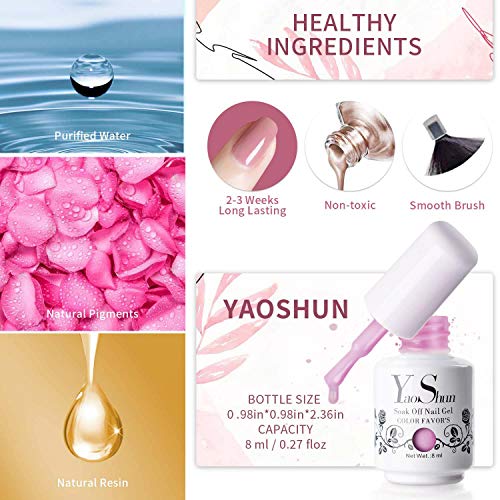 Y & S UV/LED Gel Nail Polish Sets Longwear Soak Off Gel de uñas con purpurina lavable a polaco barniz Manicura 8 ml - pack de 6