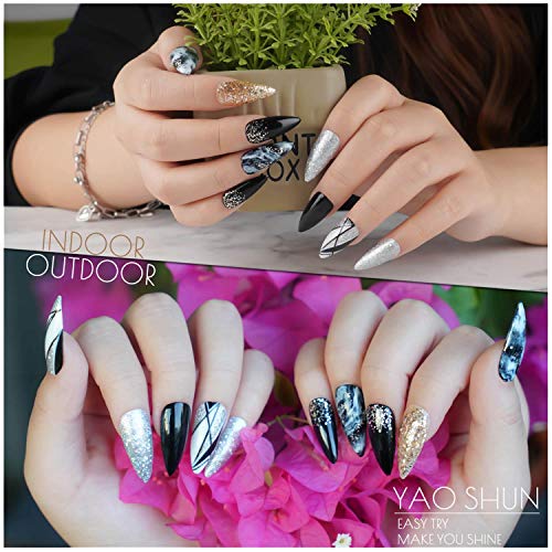 Y & S UV/LED Gel Nail Polish Sets Longwear Soak Off Gel de uñas con purpurina lavable a polaco barniz Manicura 8 ml - pack de 6