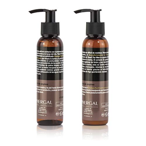 Yacel For Men - Pack Champú Purificante + Acondicionador | Barba más Suave e Hidratada | 95% Ingred. Naturales | Sin Parabenos | Con Aceite de Coco, Almendra y Creatina | Rápida Absorción - 250ml