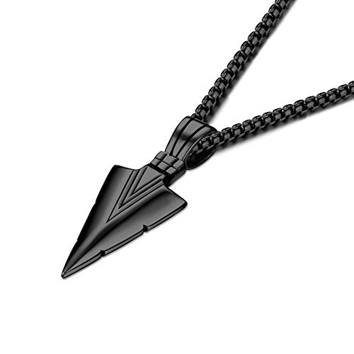 Yadoca Collar Colgante de Acero Inoxidable para Hombres Chicos Punta de Lanza Punta de Flecha Colgante Collar de Cadena Tono Plateado Tono Dorado Negro